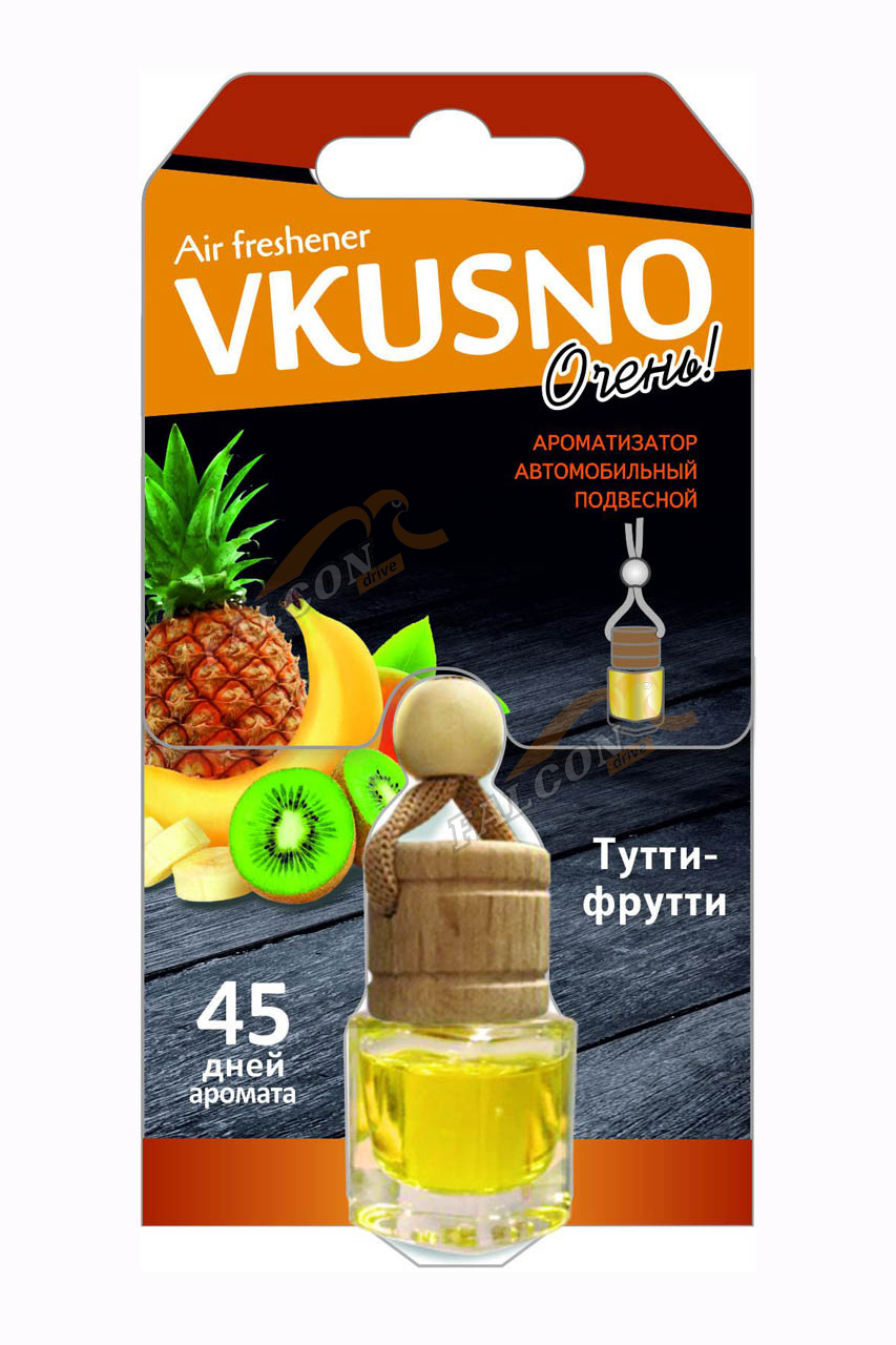 Ароматизатор подвес жидкий (FRESHCO) "Vkusno" Тутти-Фрутти AR1VB008 дерево+стекло