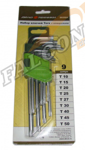 Набор ключей TORX 9 пр (Т10,15,20,25,27,30,40,45,50) сред с отверс (ДТ)