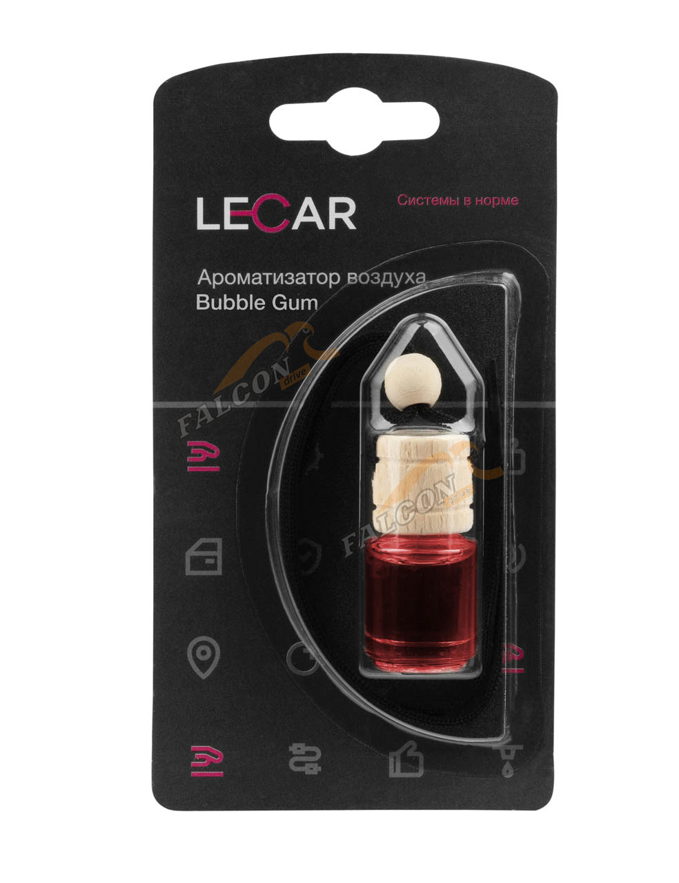 Ароматизатор подвес жидкий (LECAR) Бабл Гам  дерево+стекло