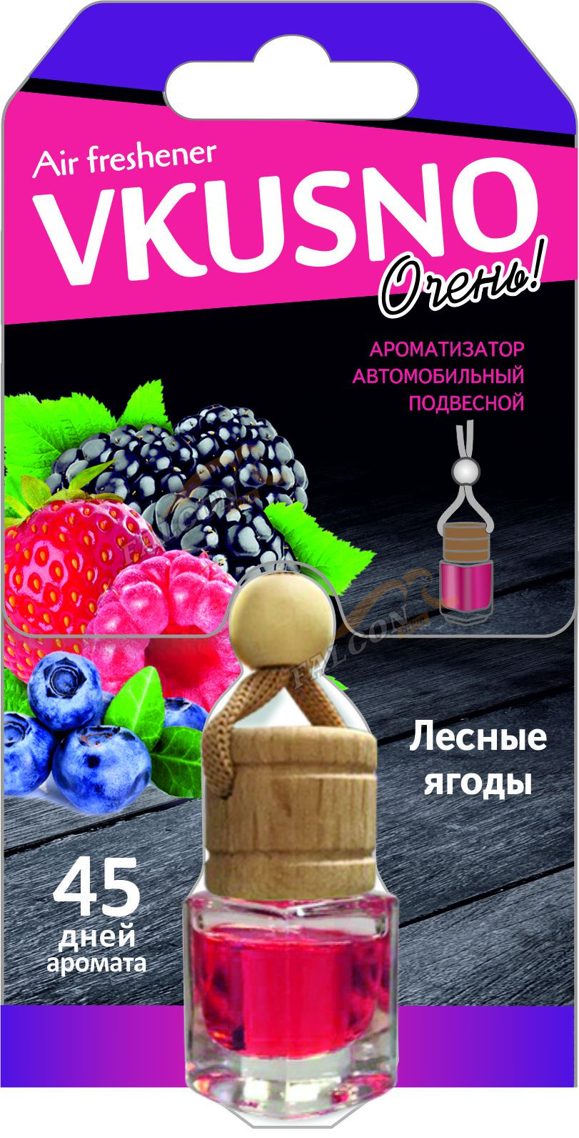 Ароматизатор подвес жидкий (FRESHCO) "Vkusno" Лесные ягоды AR1VB004 дерево+стекло