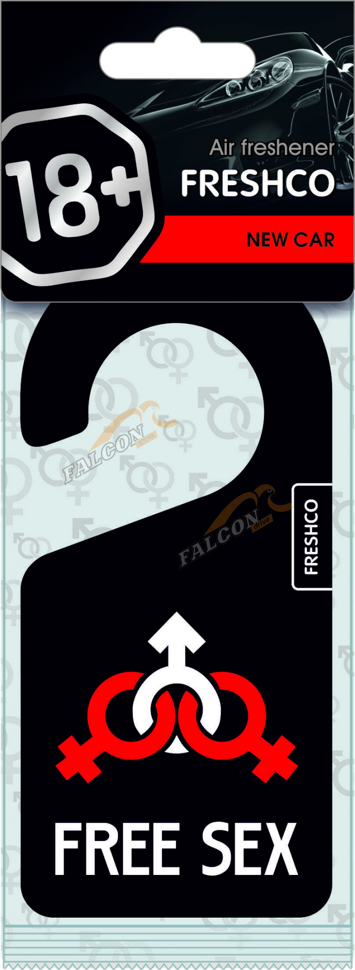 Ароматизатор подвес картон (FRESHCO) "18+" Новая машина AR1VM070
