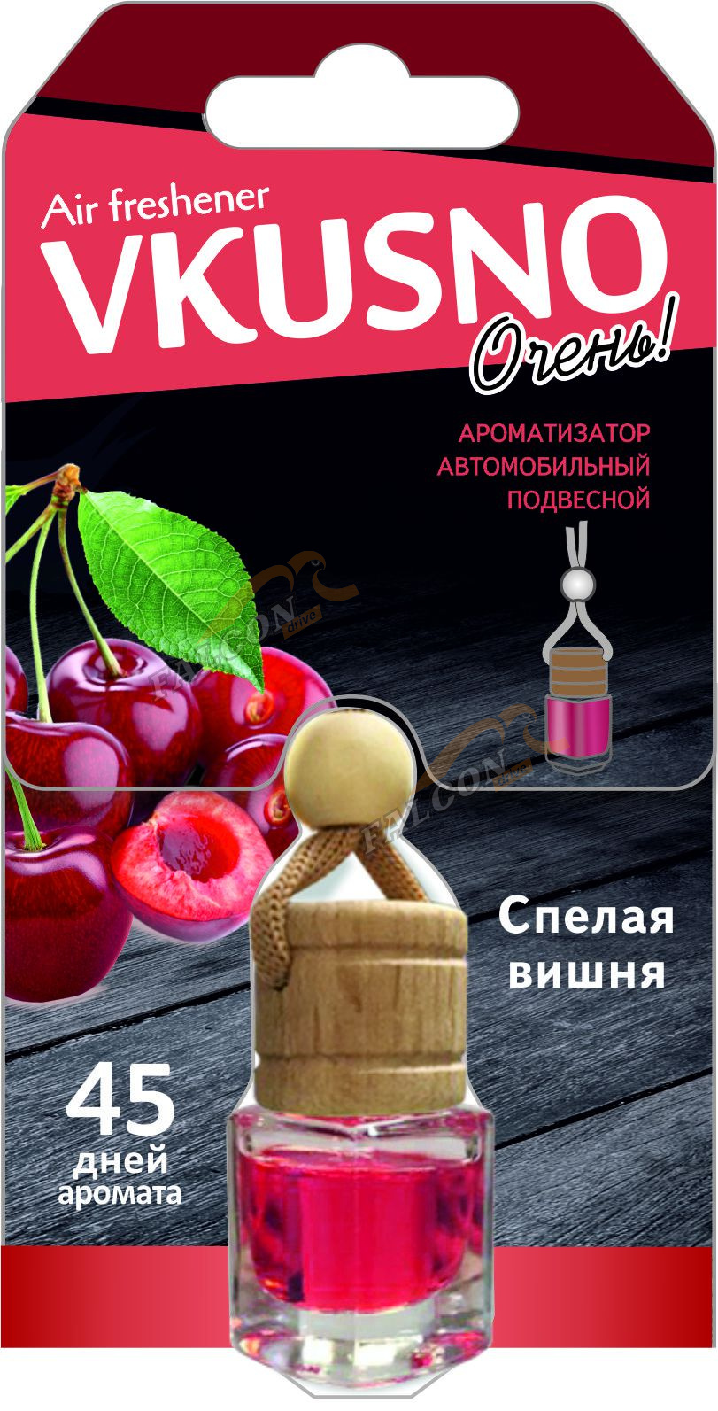 Ароматизатор подвес жидкий (FRESHCO) "Vkusno" Вишня AR1VB007 дерево+стекло